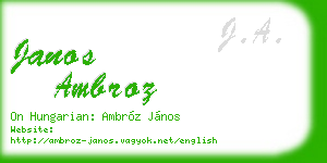 janos ambroz business card